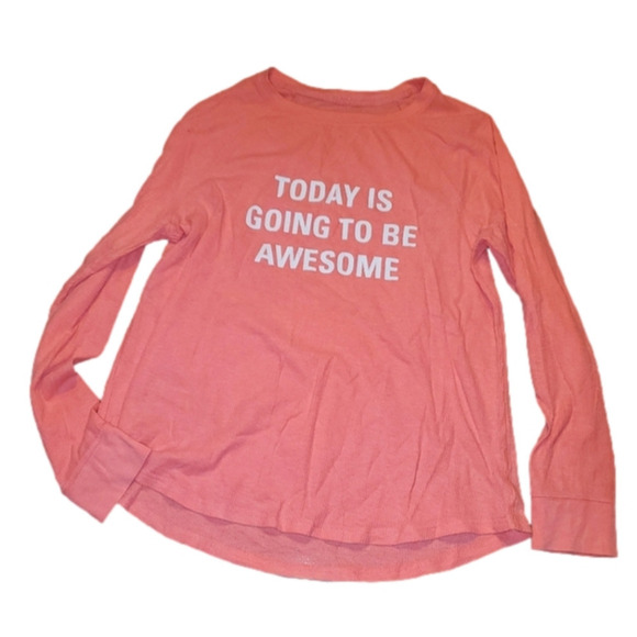 Xhilaration Pink White Long Sleeve - TODAY IS GOING TO BE AWESOME - Picture 1 of 9